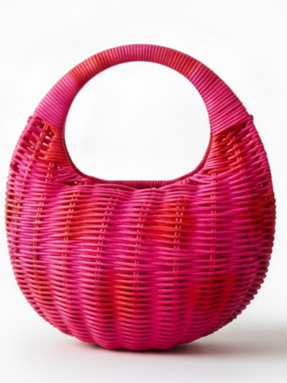 Kate Spade New York x Target NWT Pink Red Polka Dot Woven Straw Crescent Bag - Picture 6 of 6